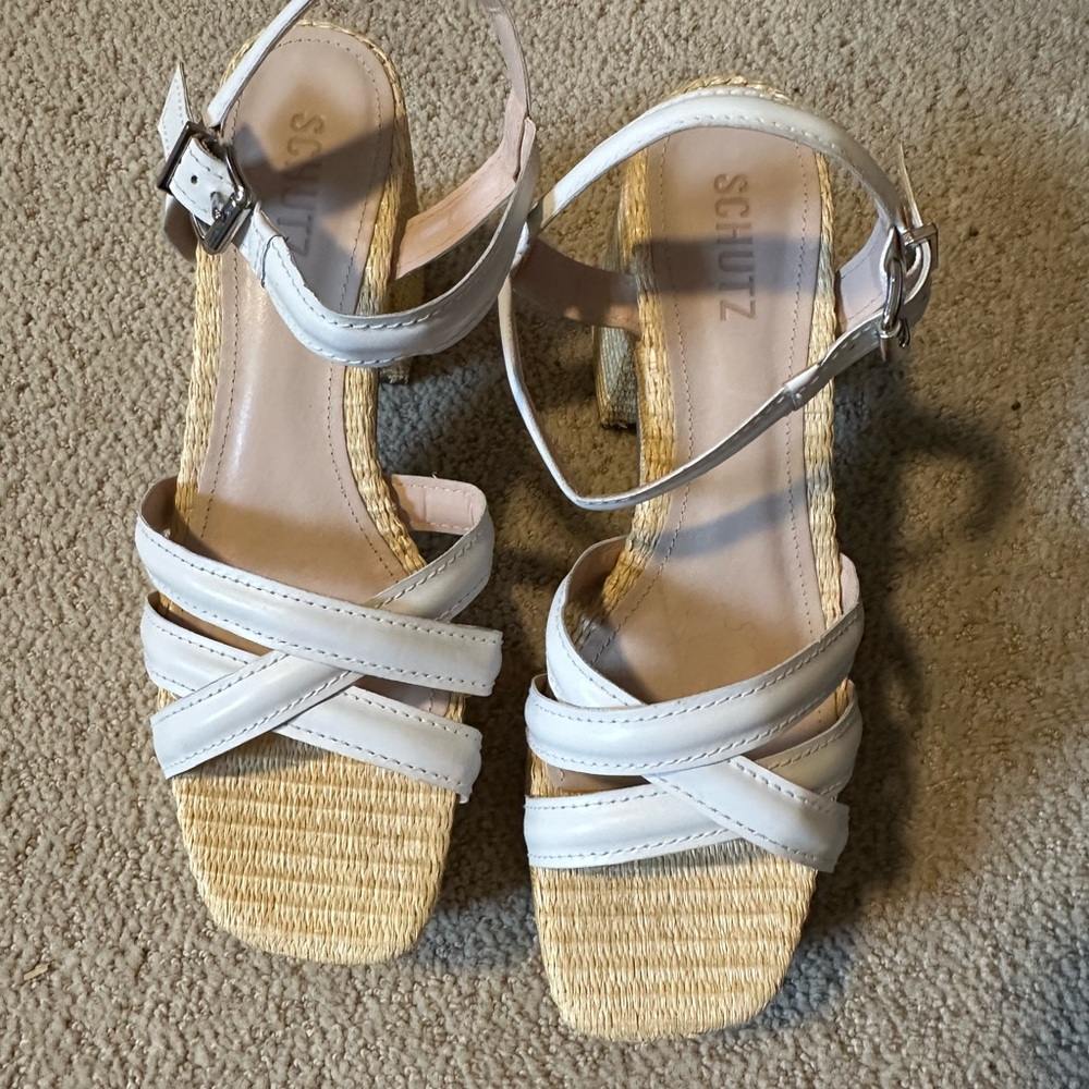 NWOT Schutz Stacie chunky raffia heels - Picture 3 of 6